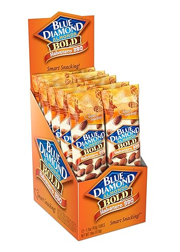Miniatura 1 de Blue Diamond Bold Almendras, barbacoa Habanero, tubos de 1.5 onzas, 12 tubos cada caja