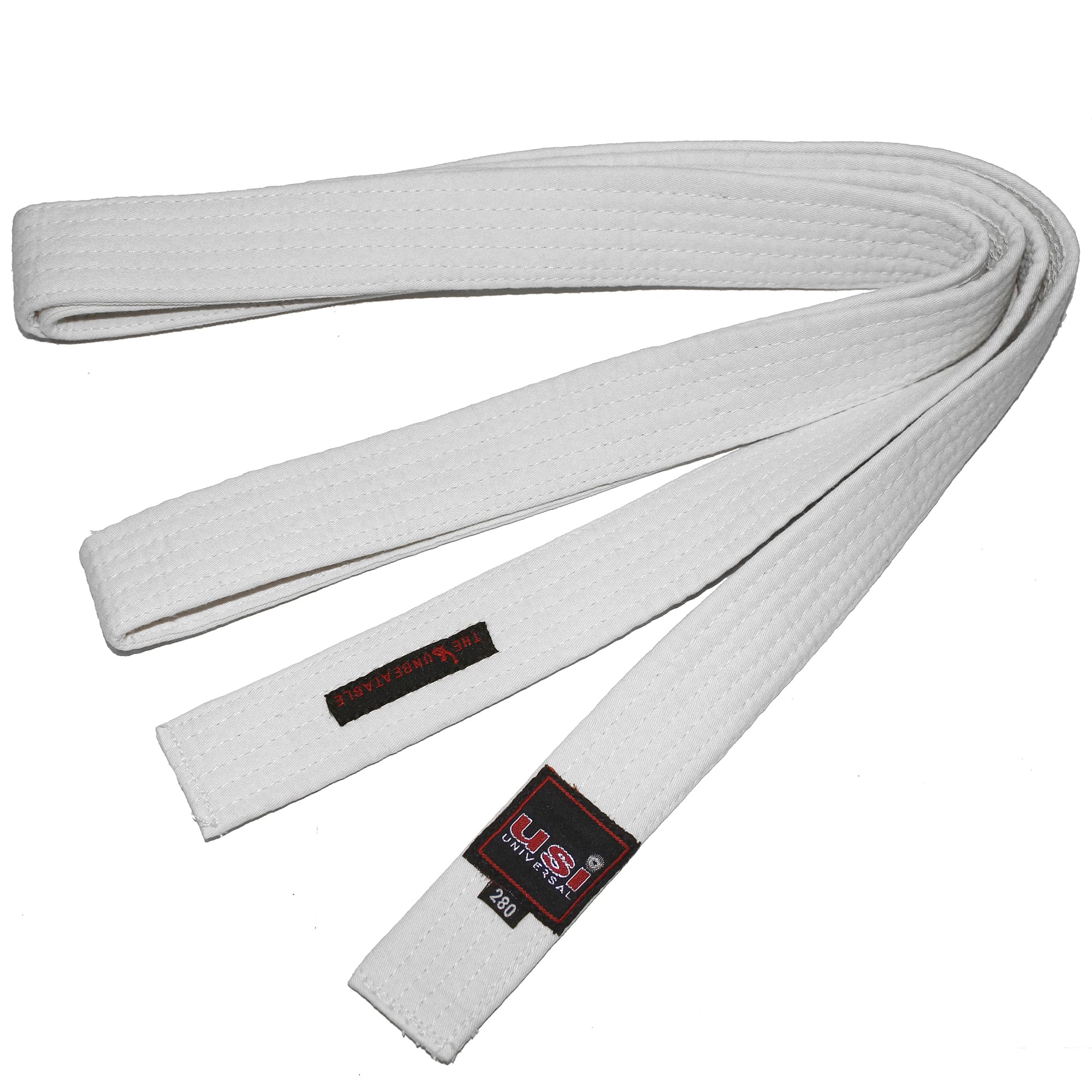 USI UNIVERSAL THE UNBEATABLE Cintura da karate, 417BC (280 cm, bianca), per Taekwondo, arti marziali, judo, karate, TKD, Aikido, cintura professionale per taekwondo, nastri professionali