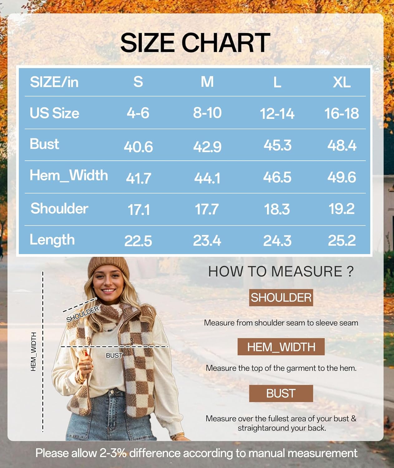 EARKOHA Womens Winter Sleeveless Fleece Top Casual Collar Khaki Checkered Sherpa Collared Jacket Vest - Image 7