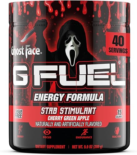 G Fuel Nighmare Elm Street Dream Demon Energy Powder, sin azúcar, suplemento de concentración de cafeína limpia, mezcla de agua, sabor a ponche de