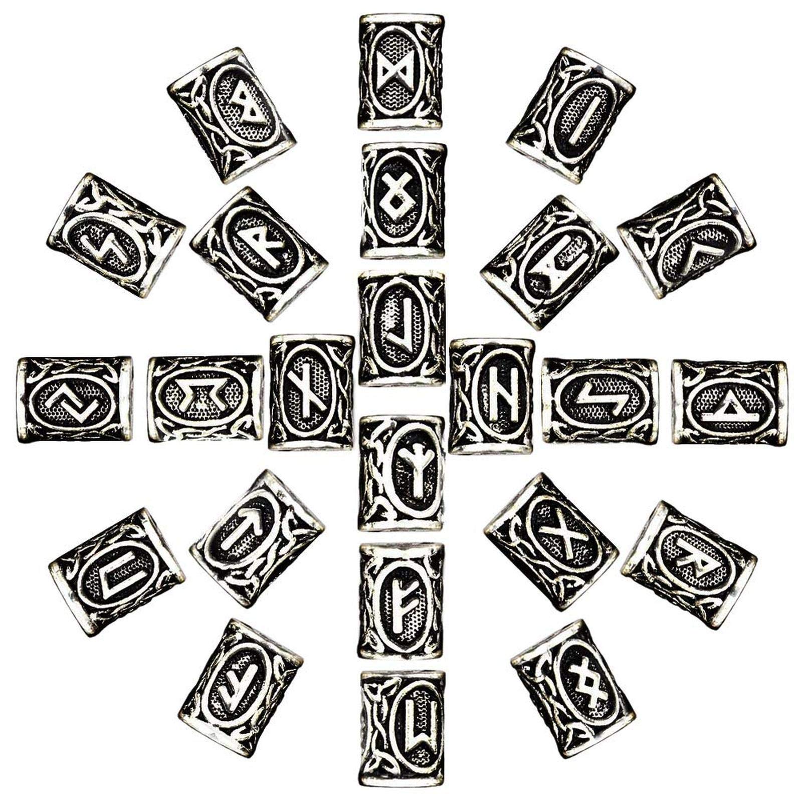 YuuHeeER Runes Silver Charm Findings For Bracelet Pendant Necklace 24 Pcs Jewellery-Making Kits