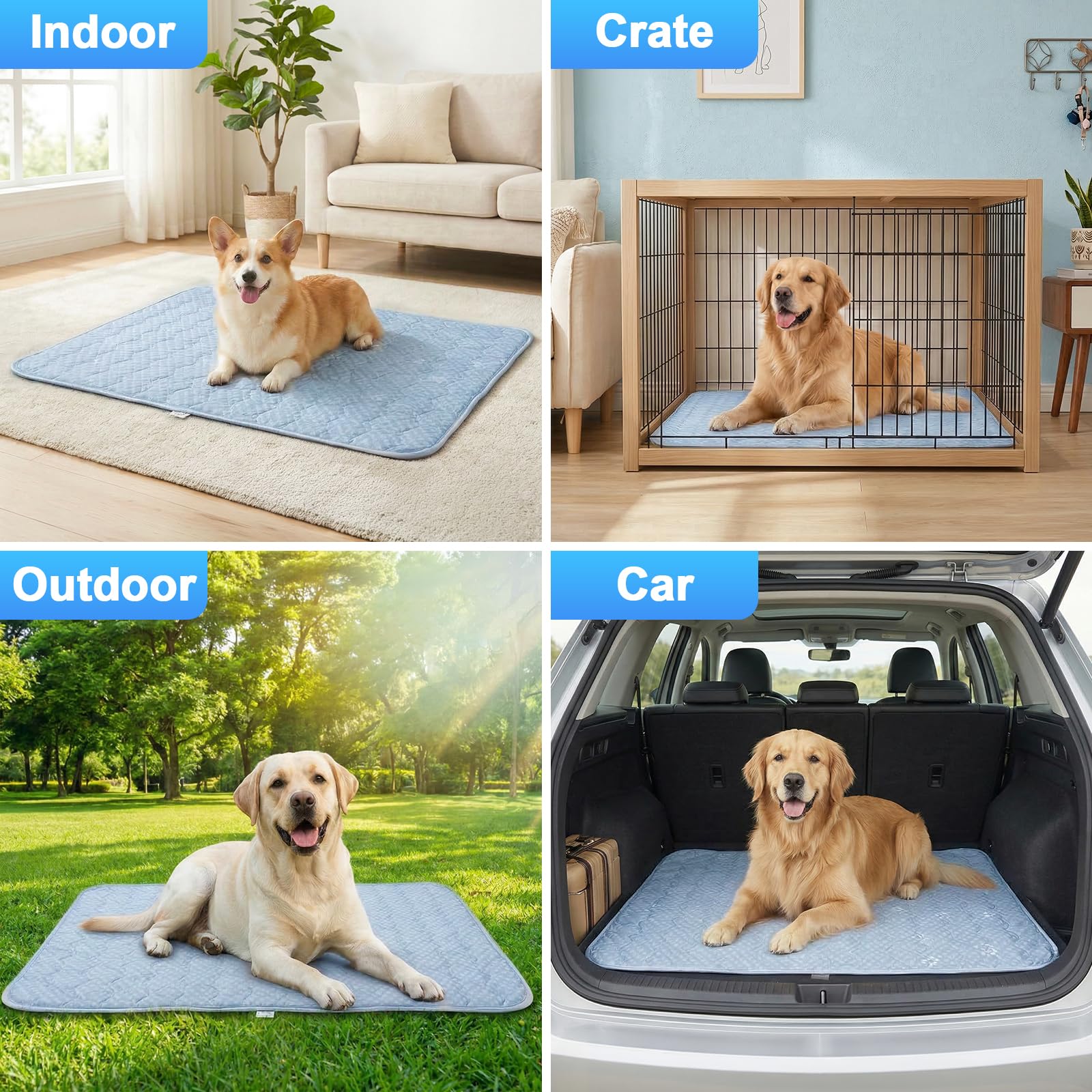 Arc-Chill Hunde-Kühlmatte, kühlende Faser und endothermische Farbwechsel, doppelseitig, kühlend und warm
