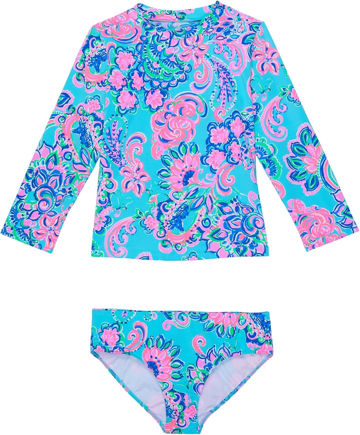 Lilly Pulitzer Girl's Bobby Rashguard Set UPF 5 (Toddler/Little Kids/Big Kids) Blue Horizon Jungle Sunrise 6 Little Kid
