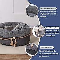 Vista 4 de pesen Cat Bed & Small Dog Bed with Supportive Walls, Thick Bottom, Calming Donut Shape, Soft Durable Fabric, 20x20x10 Cat Beds for Indoor Cats