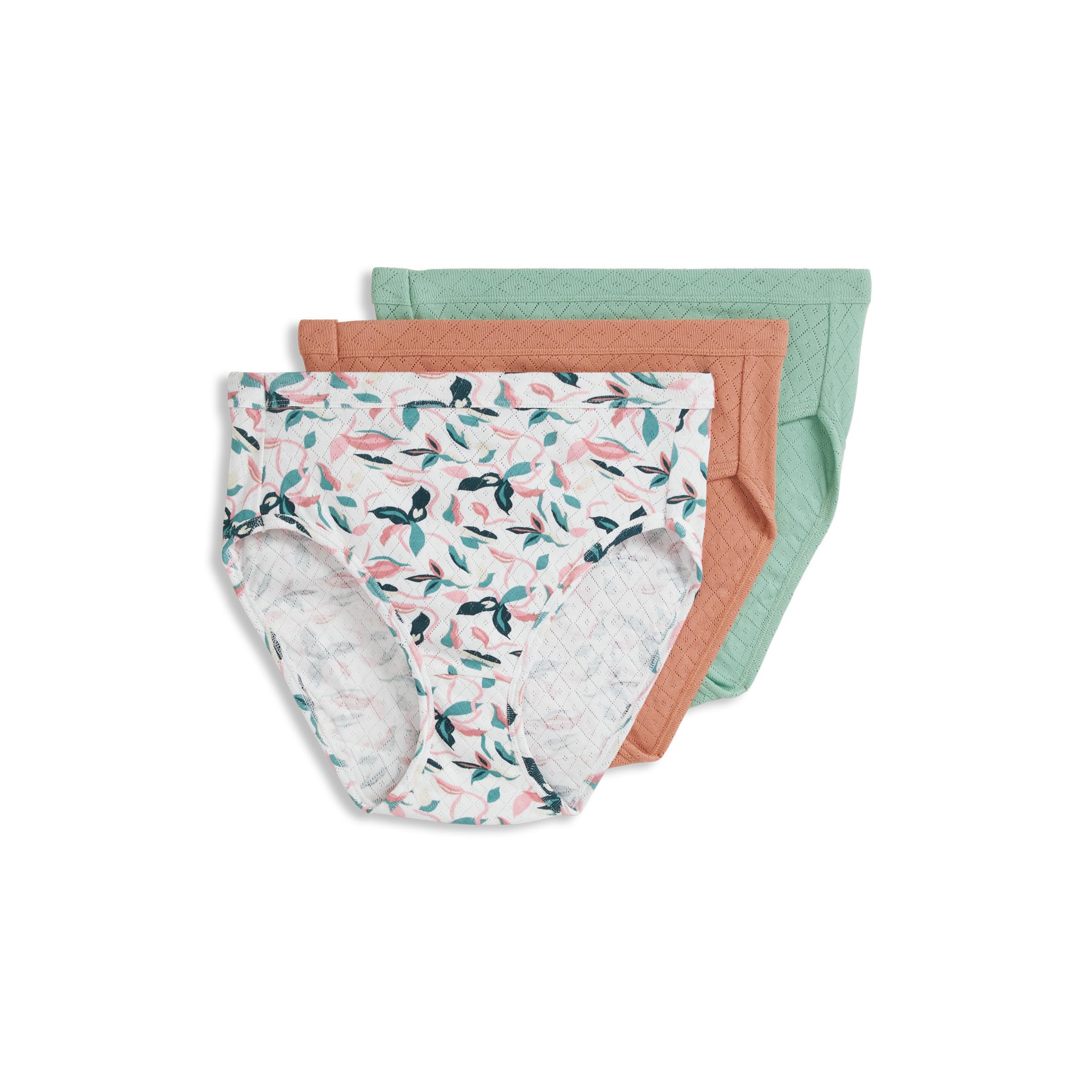 Jockey Women's Underwear Elance Breathe French Cut - 3 Pack, Celadon Zen/Abstract Palma/Rose Gold, 10