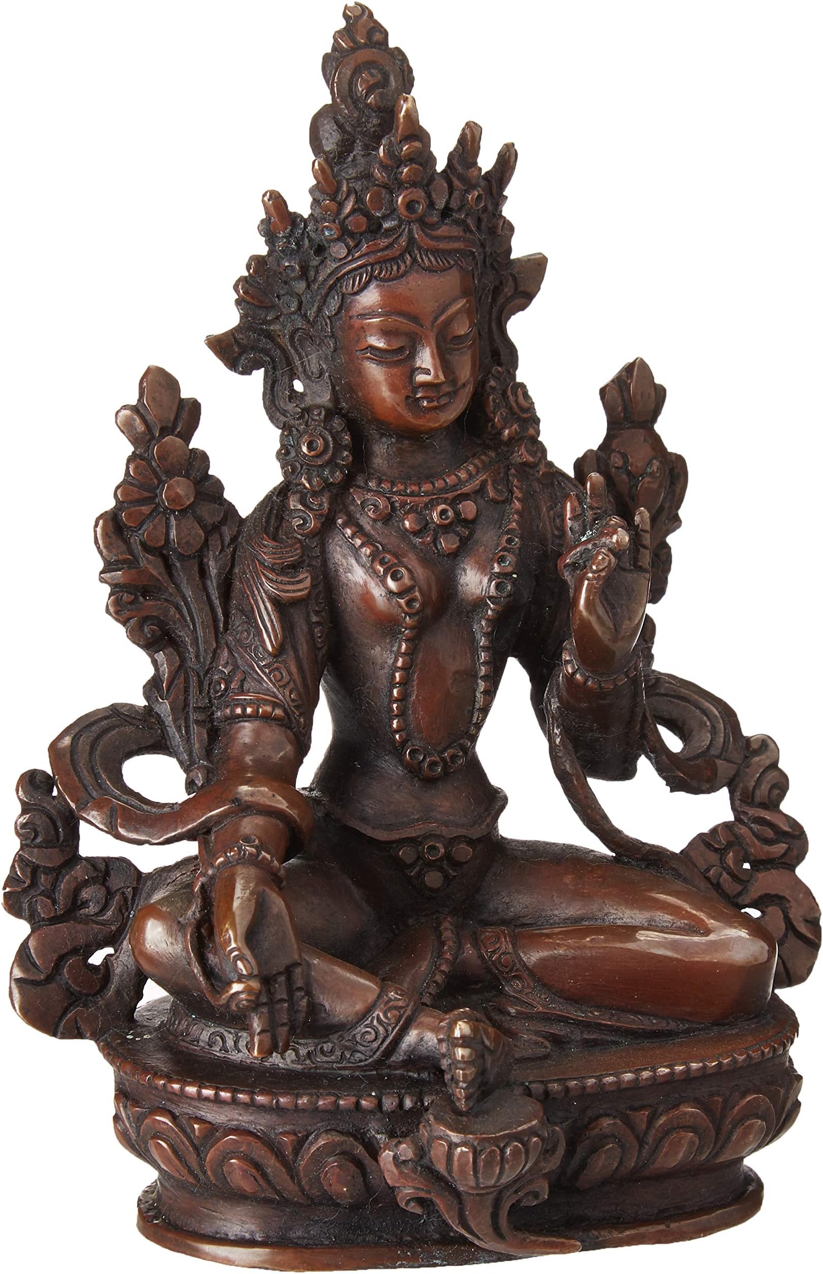 Authentic Green Tara staue symbolizing The Balance of The Four Elements and Harmony of The Four Directions in Nepal - Tibetan Buddha Statue - Peace Harmony Buddhism Statue - Antique Style