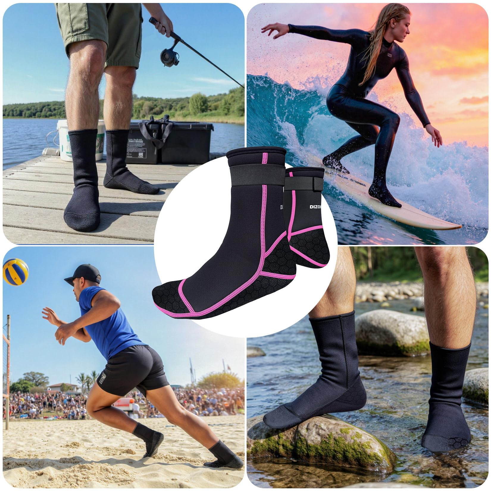 PAWHITS Neoprene Wetsuit Socks, 3mm Diving Socks with Adjustable Strap - Image 6