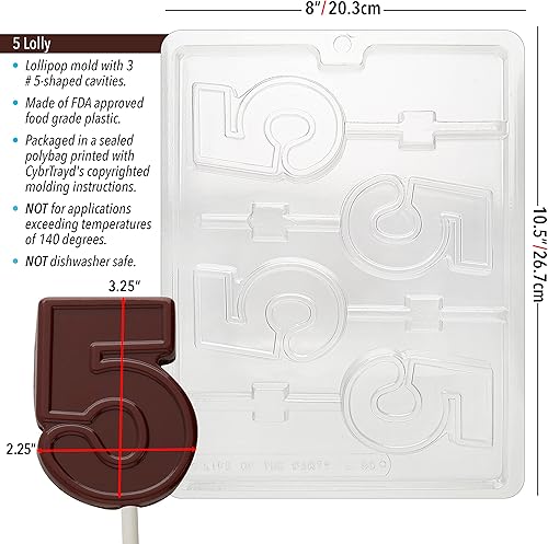 Miniatura 2 de Cybrtrayd Molde de caramelo de chocolate Lolly No. 5 con instrucciones exclusivas de moldeo de chocolate con derechos de autor de Cybrtrayd