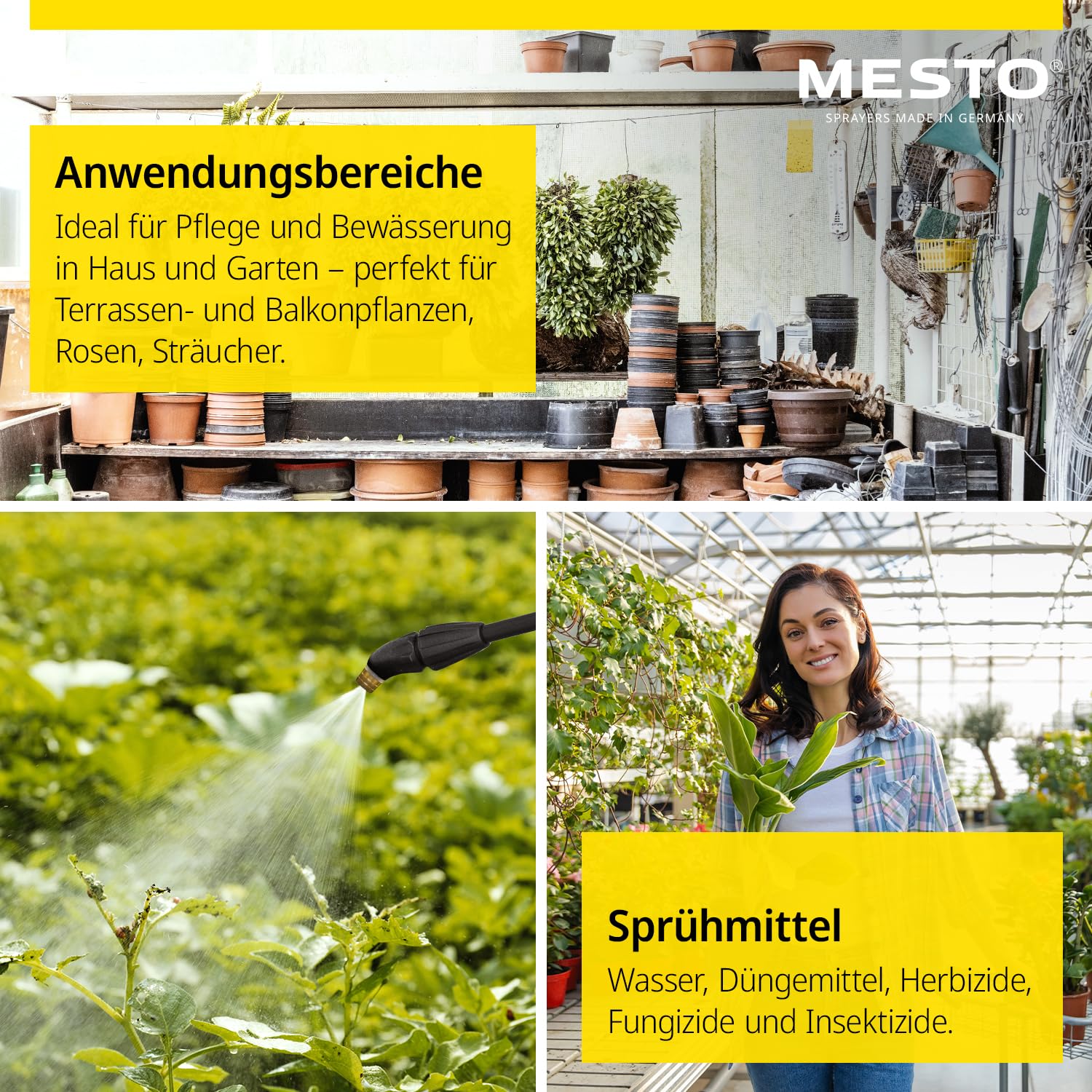 Mesto Flori COMPACT Drucksprühgerät 3L Set inkl. Spritzschirm rund | Drucksprüher 3 bar | Sprühflasche für Haus & Garten | Pumpsprühflasche für Pflanzen | Unkrautvernichter & Pflanzenschutz