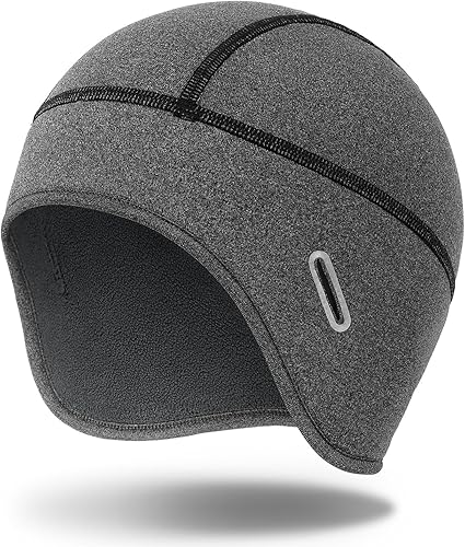 MELASA Gorro de invierno con forro de calavera, gorro de ciclismo cálido con forro polar con agujeros para gafas, gorro térmico para hombres y