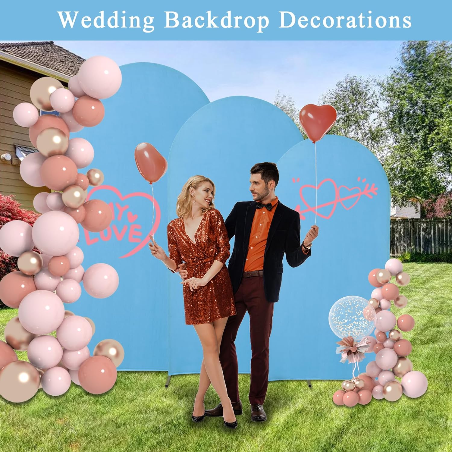 Gawicpy 7.2FT Wedding Arch Backdrop Stand, Metal Arch Backdrop Stand with Wedding Arch Cover, Arch Backdrop for Baby Shower, Birthday, Bridal, Anniversary, Graduation Garden Balloon Arch Decoration
