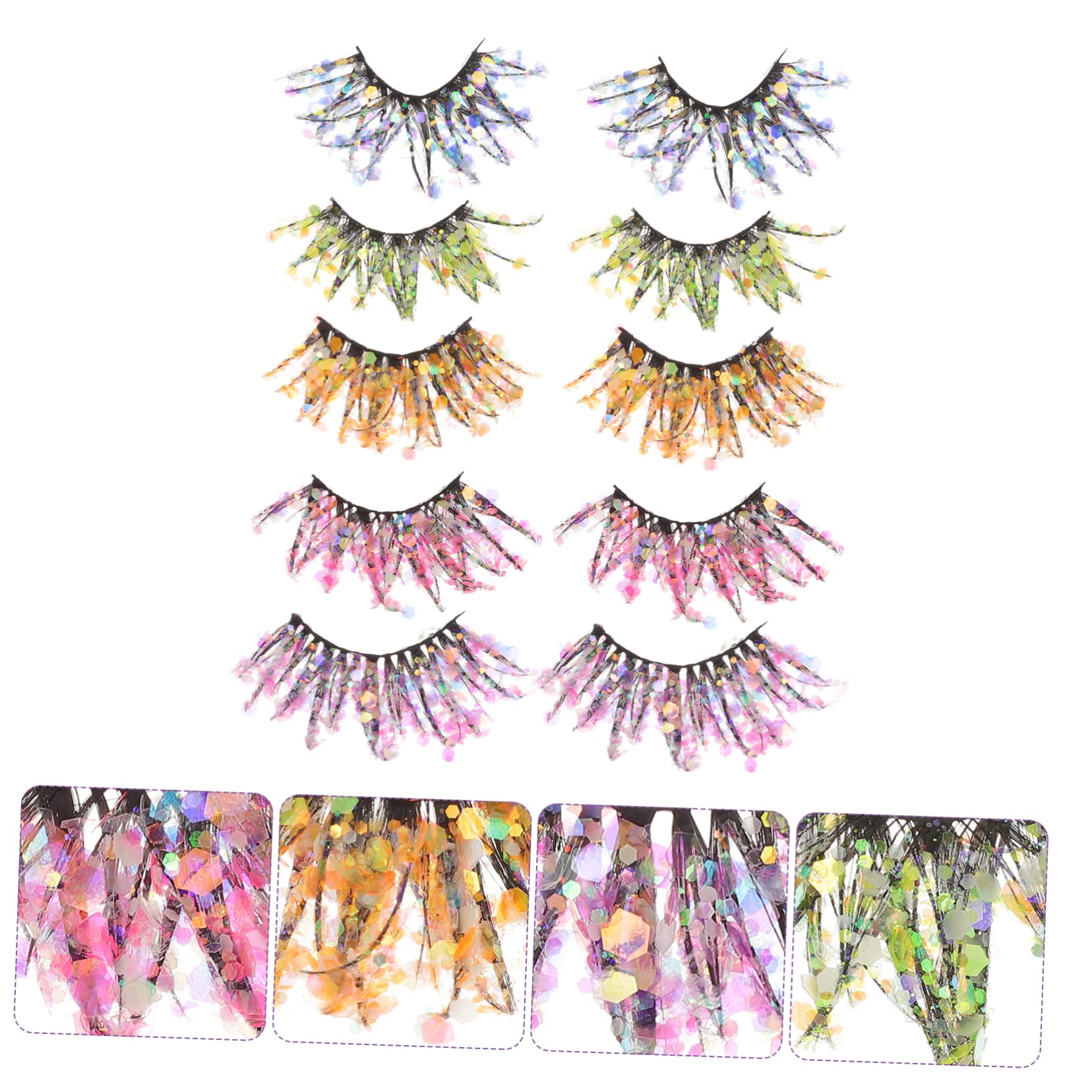 Housoutil 10paare Pärchen Fluoreszierende Fake Wimpern Mit Farbige Wimpern Für Halloween Cosplay Und Besondere Anlässe Wiederverwendbar Leicht Und Flexibel