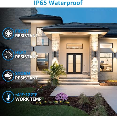 Miniatura 3 de LEONLITE Luces LED de 12 pulgadas cilindro hacia arriba hacia abajo luz de pared moderna para exteriores de 24 W 120-277 V 1500 lm IP65 impermeable