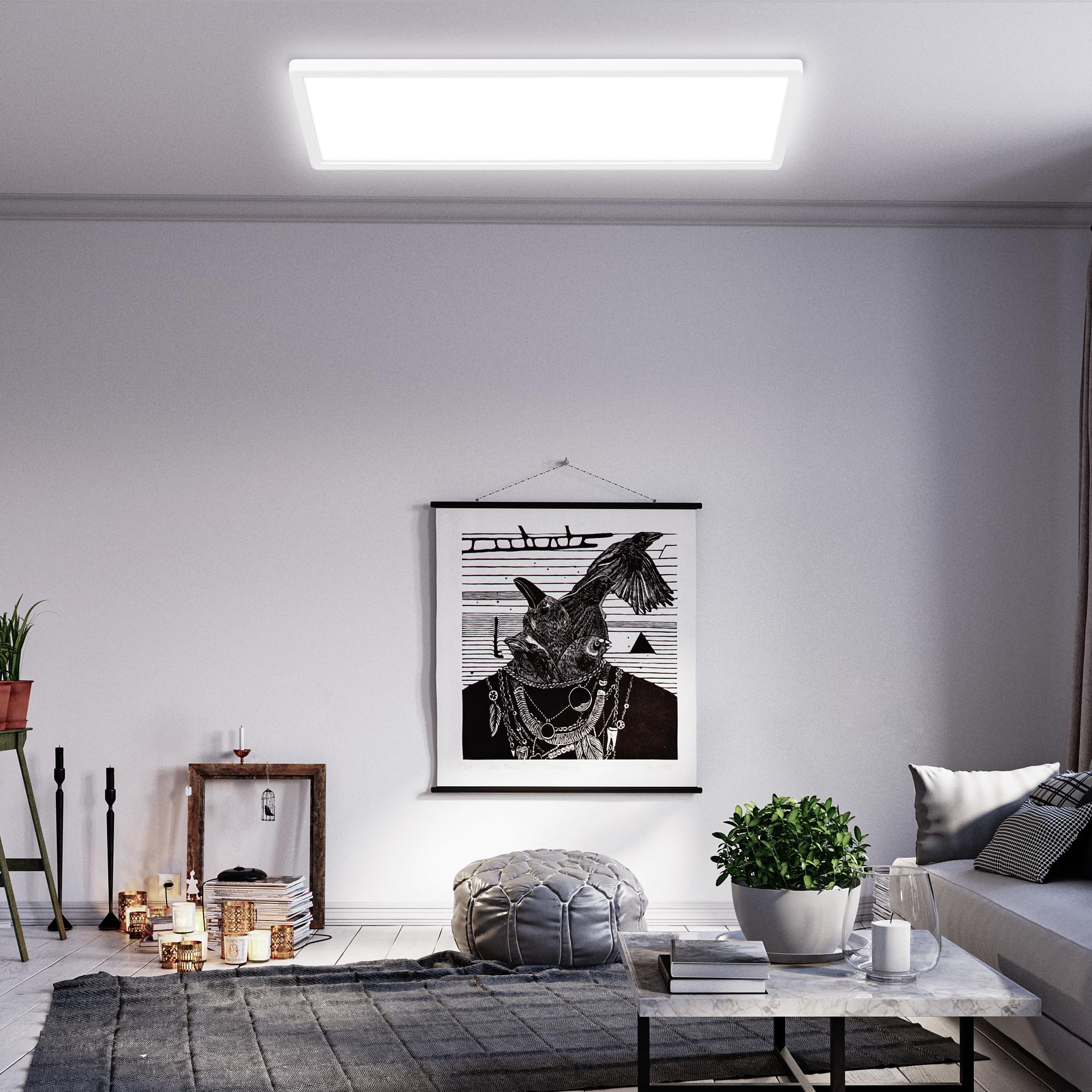 BRILONER, LED Panel, Ultra Slim Ceiling Light with Backlight Effect, 22W, 30000 lum, 4000K, LED Flush mount Lamp - Image 4
