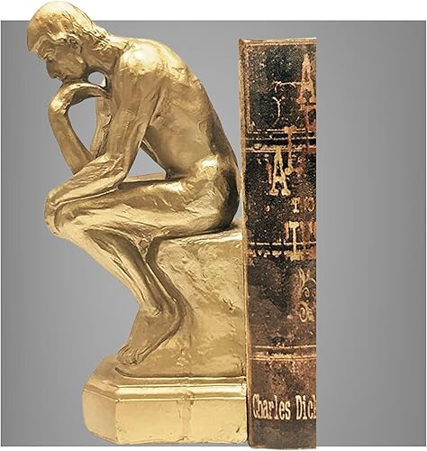 Miniatura 4 de Bellaa 25594 Thinker Sujetalibros de 9 pulgadas, grandes y únicos, para estantes, tapones, antideslizante, resistente, coleccionable, estatua de