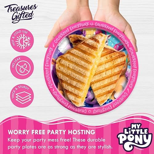 Miniatura 3 de Treasures Gifted Platos con licencia oficial de My Little Pony de 16 unidades  Platos de fiesta de My Little Pony de 9 pulgadas  Suministros para