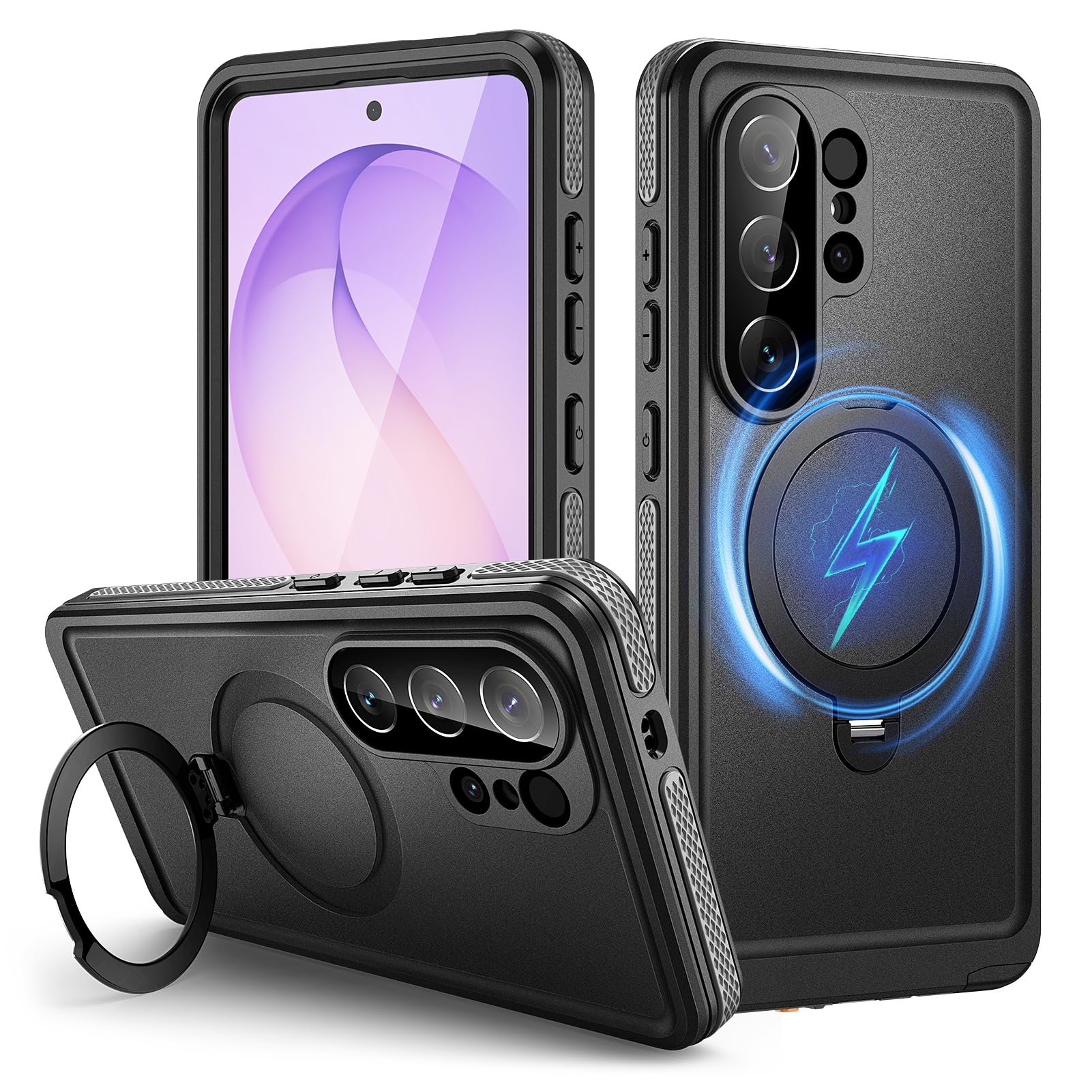 für Samsung Galaxy S26 Ultra 5G Hülle Wasserdicht mit Ringhalterung Ständer, HandyHülle S26 Ultra IP68 wasserdichte 360 Schutzhülle,Stoßfest Outdoor Panzerhülle mit Displayschutz,Schwarz