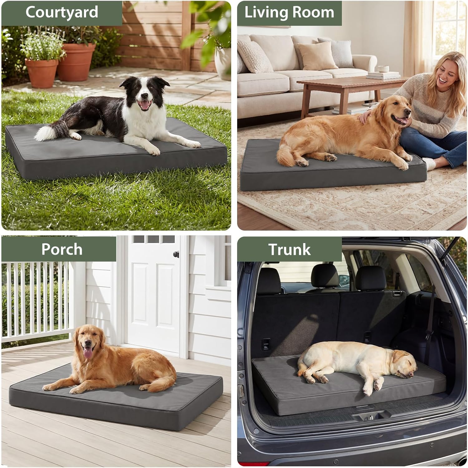 WNPETHOME Outdoor Dog Bed Waterproof, Large Outdoor Dog Bed for Large Sized Dog, Outdoor Indoor Dog Bed with Removable Washable Cover, Egg Crate Foam Dog Crate Mat, Durable Waterproof Dog Bed