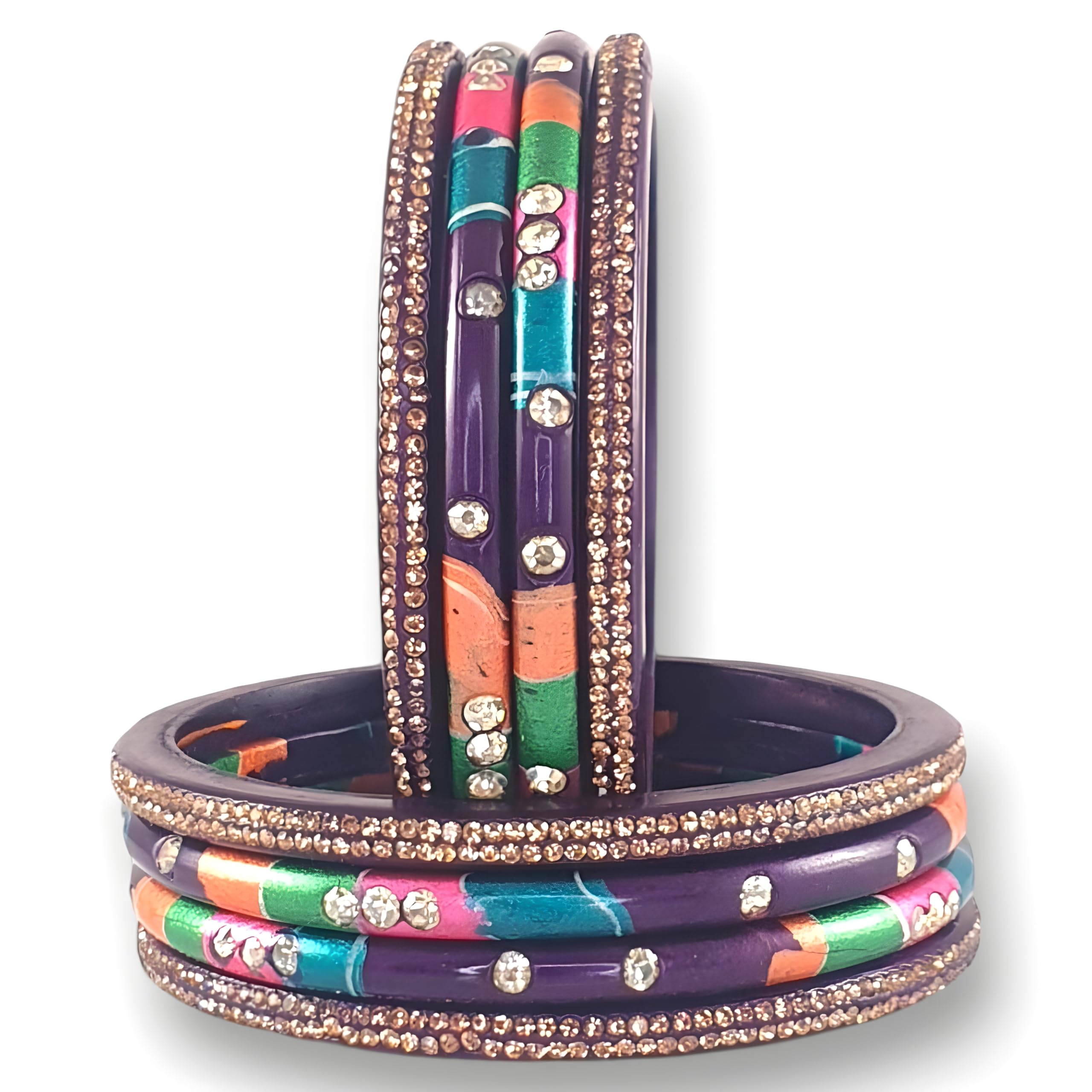 Praavya Lac Bangle Set For Women and Girls | Jaipuri Lakh Chudi Set | Traditional Rajasthani Design | Red Maroon Green Pink Blue Grey Yellow | Set of 8 (Purple, 2.6) (B0CLYHVNZ6) Amazon Price History, Amazon Price Tracker