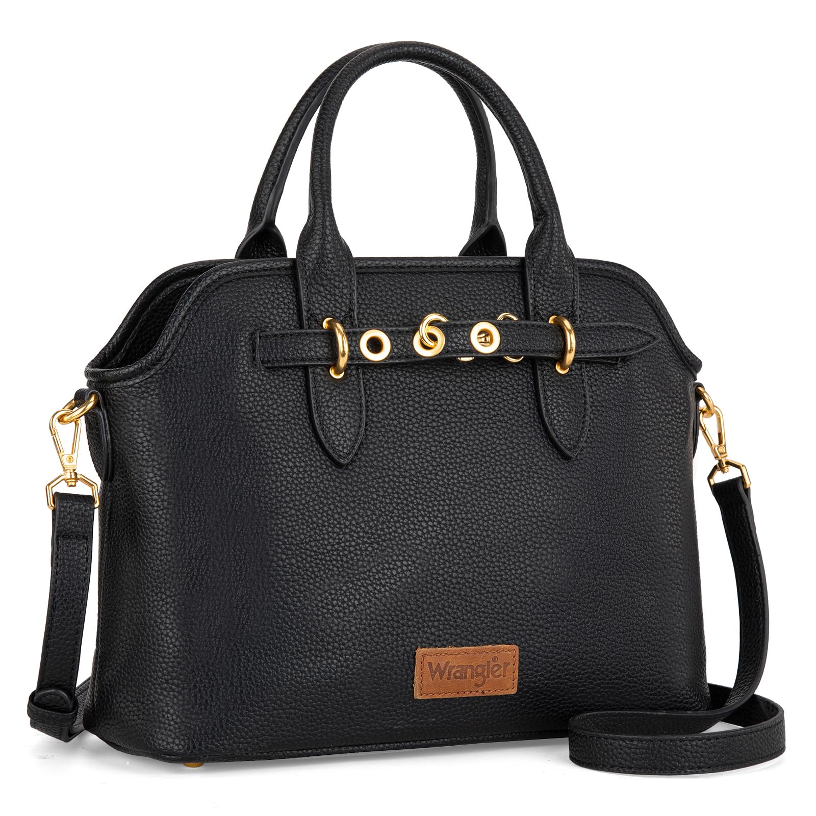 Wrangler Tote Bags for Women Medium Crossbody Purses Black Ladies Handbags Vegan Leather Cross Body Bag with Adjustable Strap WG201-8012BK