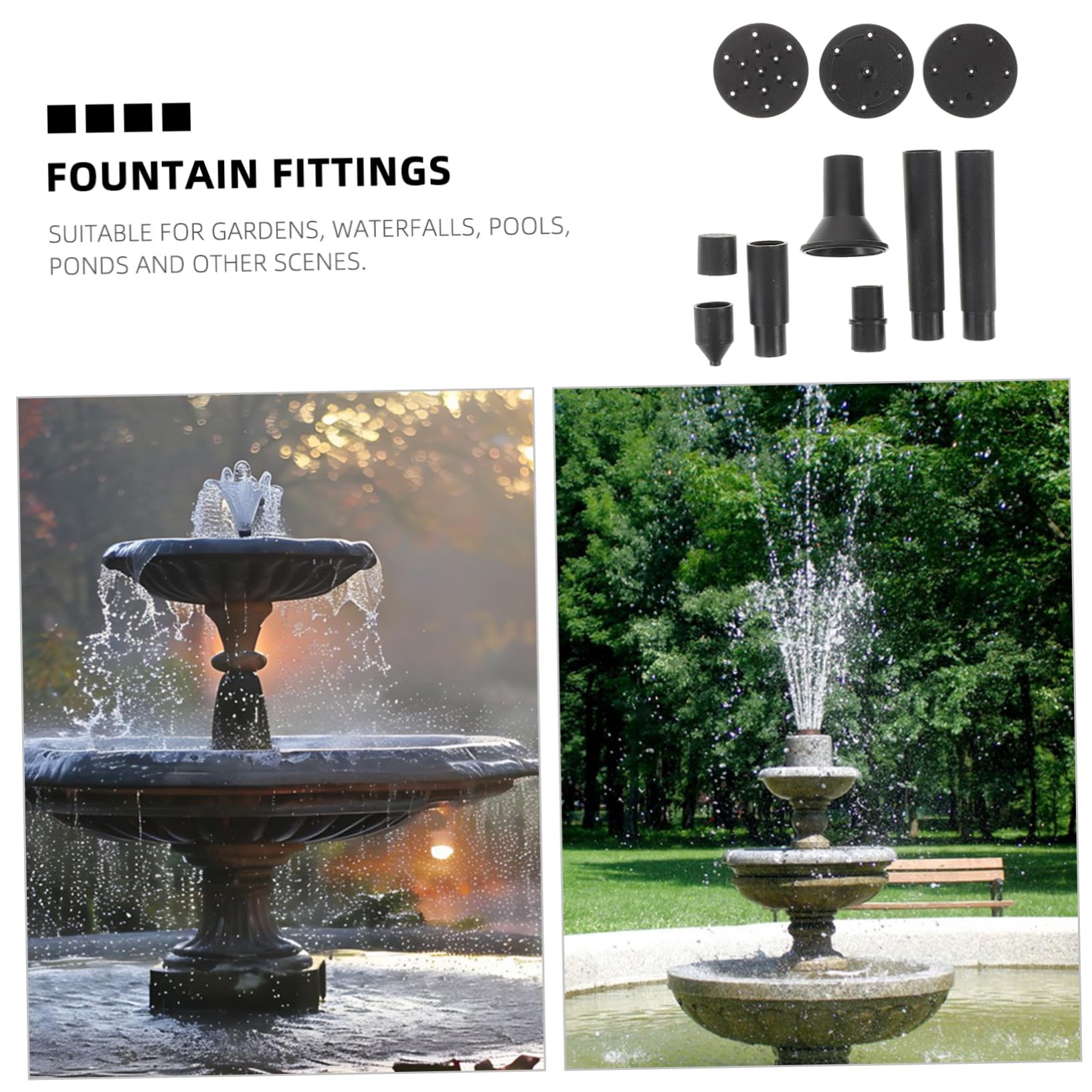 LIOOBO Solar Wasserspiel Zubehör 10 Stück mit 11 Düsen aus Kunststoff Wasserfest und Langlebig für Gartenbrunnen Teiche und Vogelbäder im Außenbereich