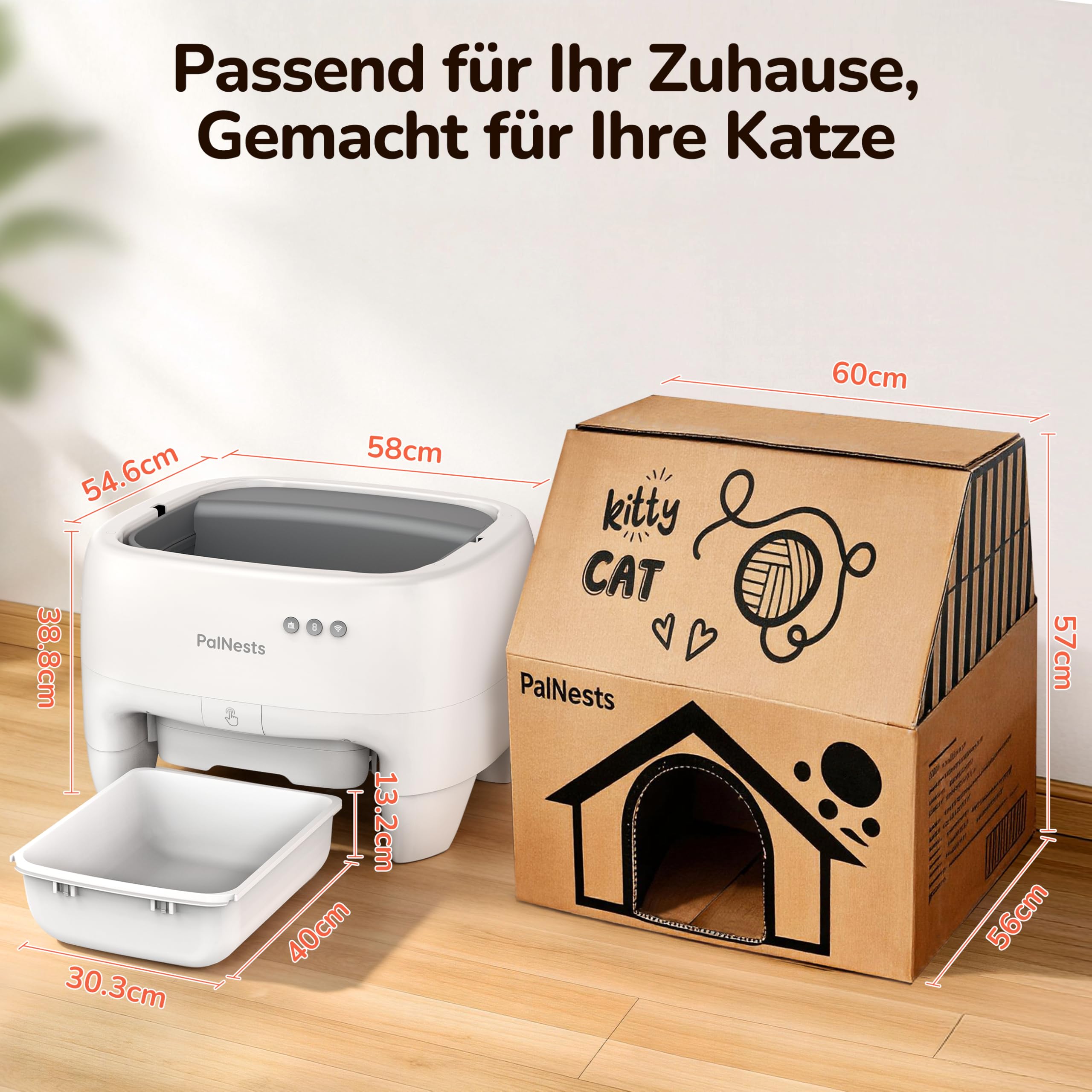 Selbstreinigende Katzentoilette, Katzenklo XXL Offenem Top-Design | APP-Steuerung Katzenklo Selbstreinigend, Geruchsfrei, Doppelter Geruchskontrolle & 7 Sicherheitssensoren für Mehrere Katzen