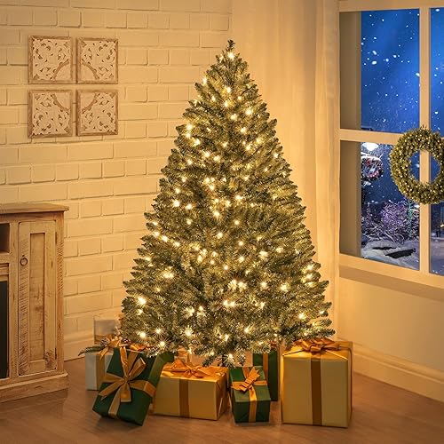 Miniatura 101 de Naomi Home Árbol de Navidad nórdico de 7.5 pies con luces, árbol de Navidad realista y encantador preiluminado con 1266 puntas de rama, 700 luces