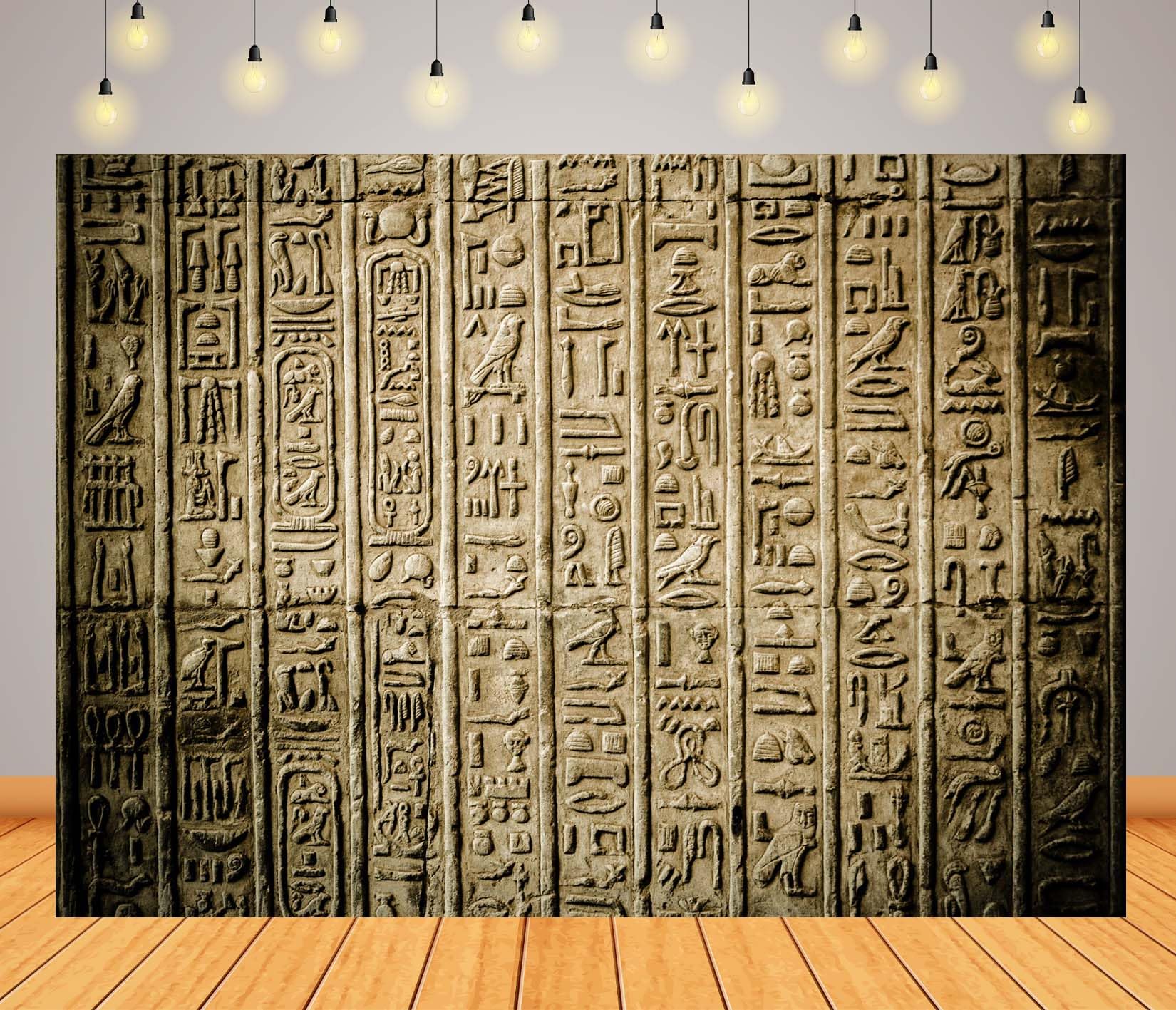 BELECO 5.2x3m Telo sfondo geroglifici egizi antichi | Tempio egiziano faraone muro arenaria scolpita sfondo archeologia banner festa tema egitto accessori foto