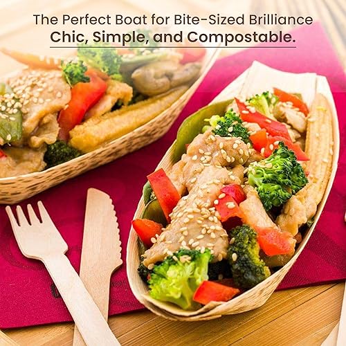 Miniatura 5 de Botes de hoja de bambú de 8.6 pulgadas - Paquete de 100