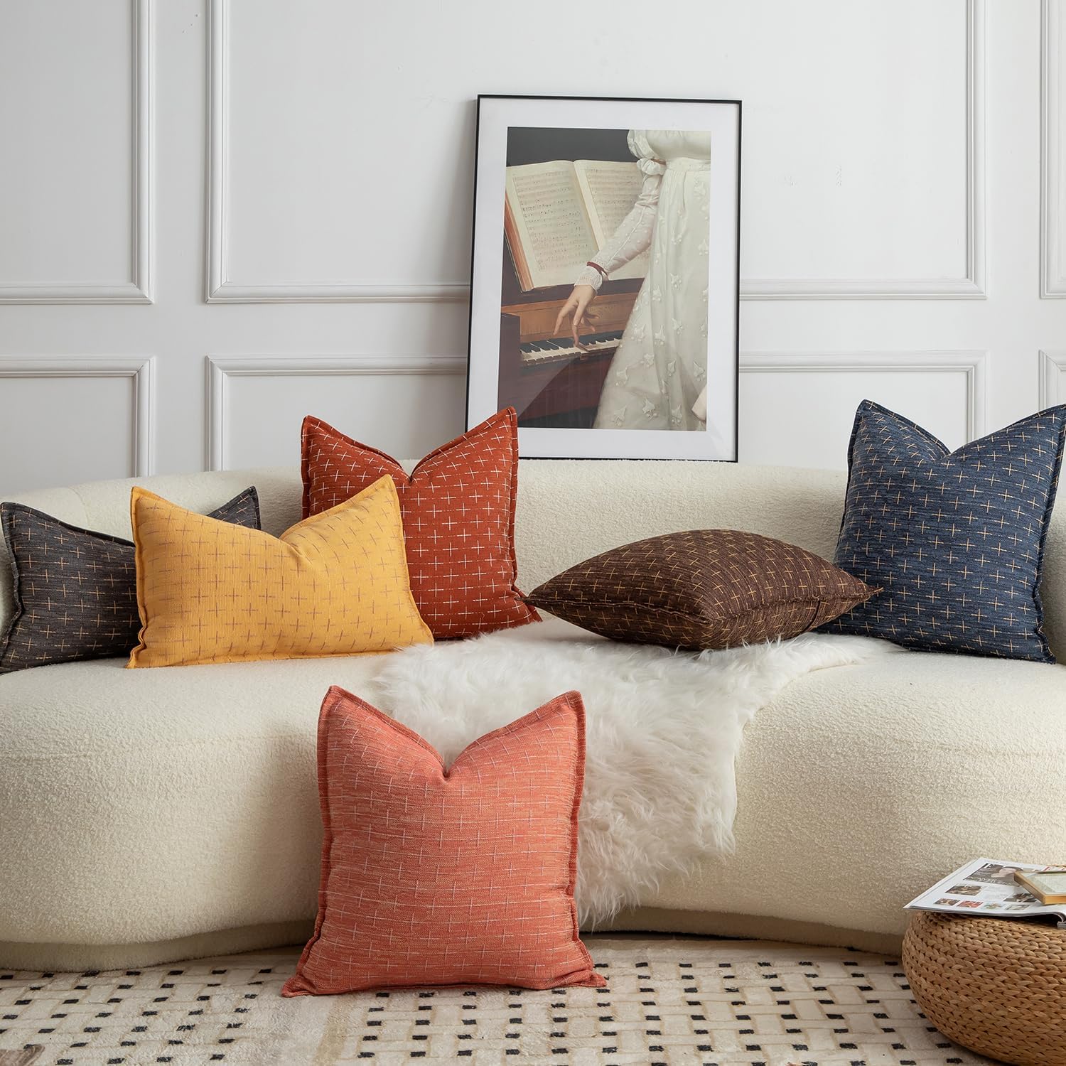 MANDIOO Pack of 2 Burlap Linen Throw Pillow Covers Woven Textured Modern Farmhouse Cushion Covers Pillowcase Decorative Couch Sofa Bed Living Room 12 x 20 Inch Deep Brown - Image 6