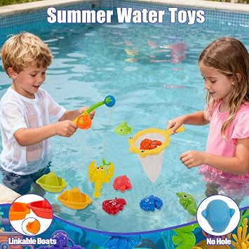 AMCHSURI Toddler Bath Toys 18M+, 22 PCS Hook Fishing Game, Water Play Toys