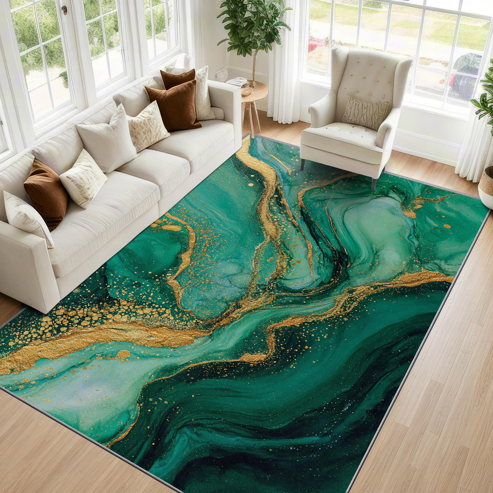 Mistela Marmor Teppich 160x230 cm Grün Gold