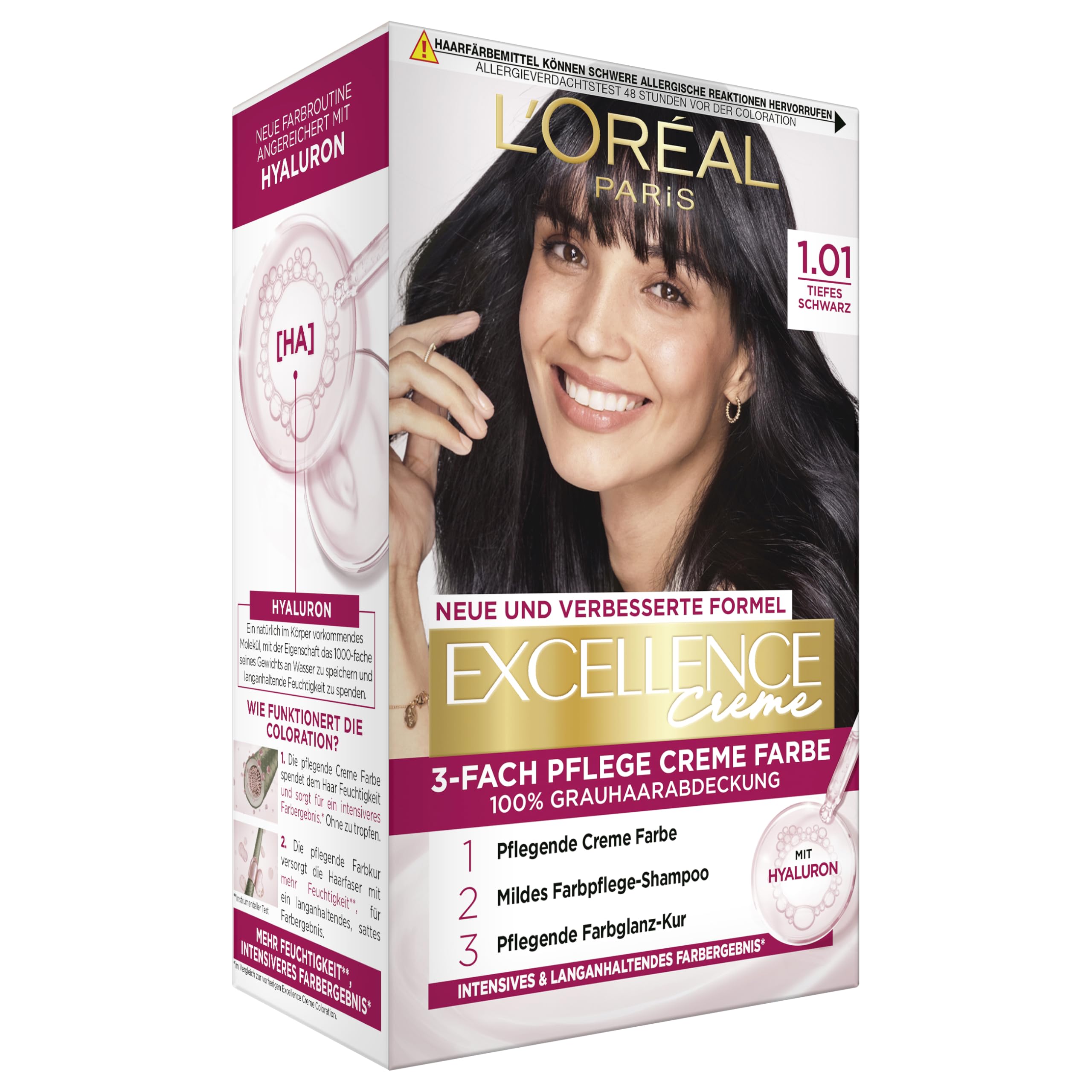 L'Oréal Paris Excellence Creme Haarfarbe 1.01 Tiefes Schwarz Produktbeschreibung