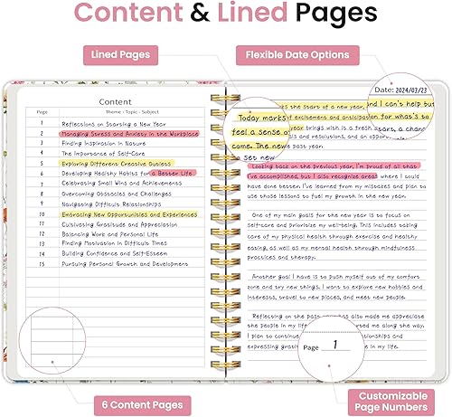 Miniatura 37 de Taja - Cuaderno de espiral forrado para trabajo, 300 páginas gruesas B5 (7.1 x 10 pulgadas), con rayas universitarias para escritura, tomar notas