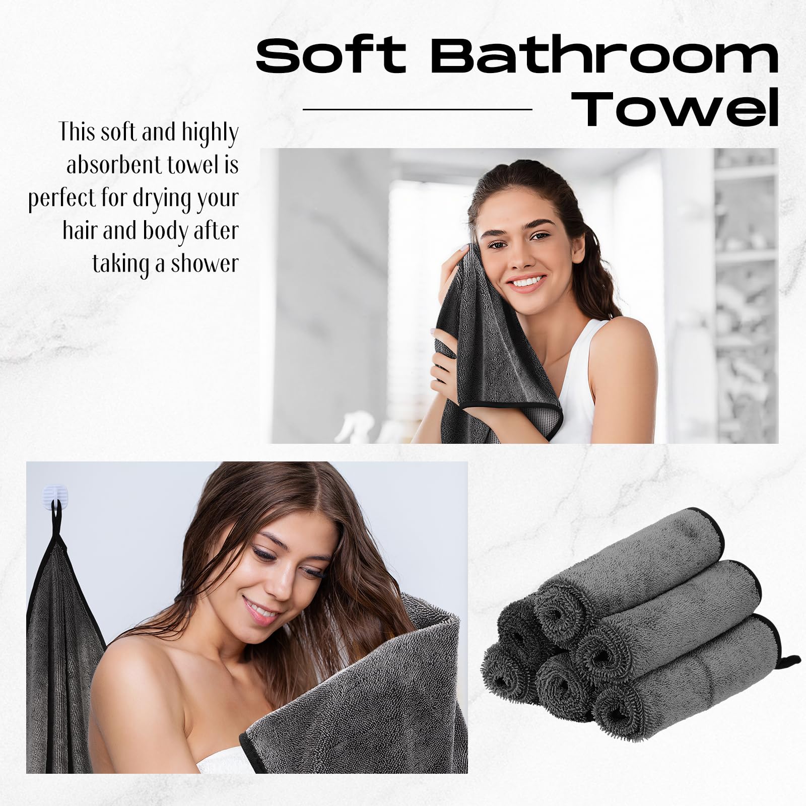 Peryiter 6 Pack Bath Wipes Shower Cleaning Cloths 16x16 Inch Car Drying Towels Absorbent Microfiber Shower Towel Drying Cleaning Cloths for Window Car Glass Shiny Surface