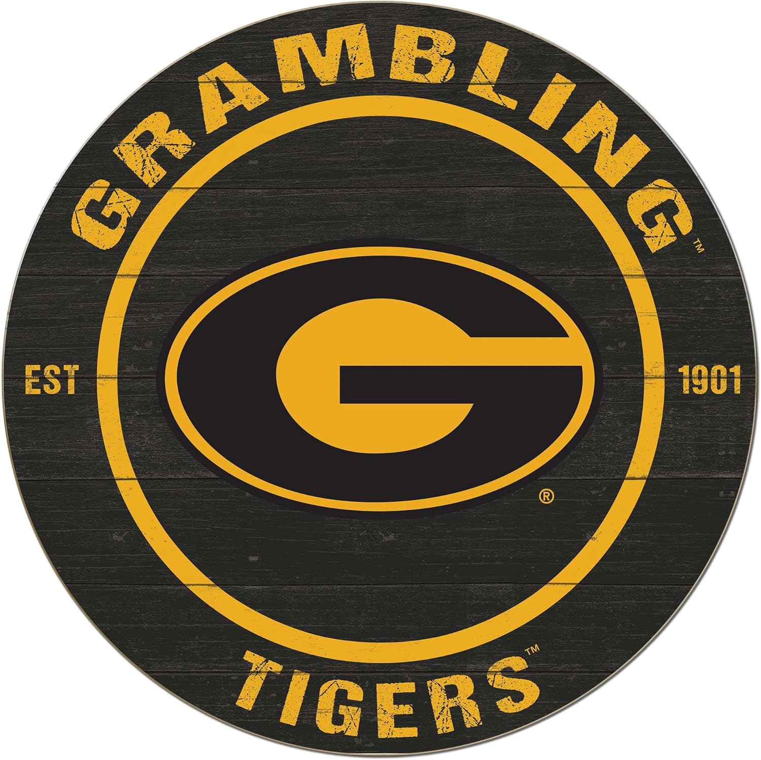 KH Sports Fan Grambling Tigers Colored Circle Sign, 20x20 Inches, Tigers Decor for Dorm, Bedroom, Fan Cave, Living Room; Display Your Team Spirit with This Unique Grambling State Tigers Wall Art