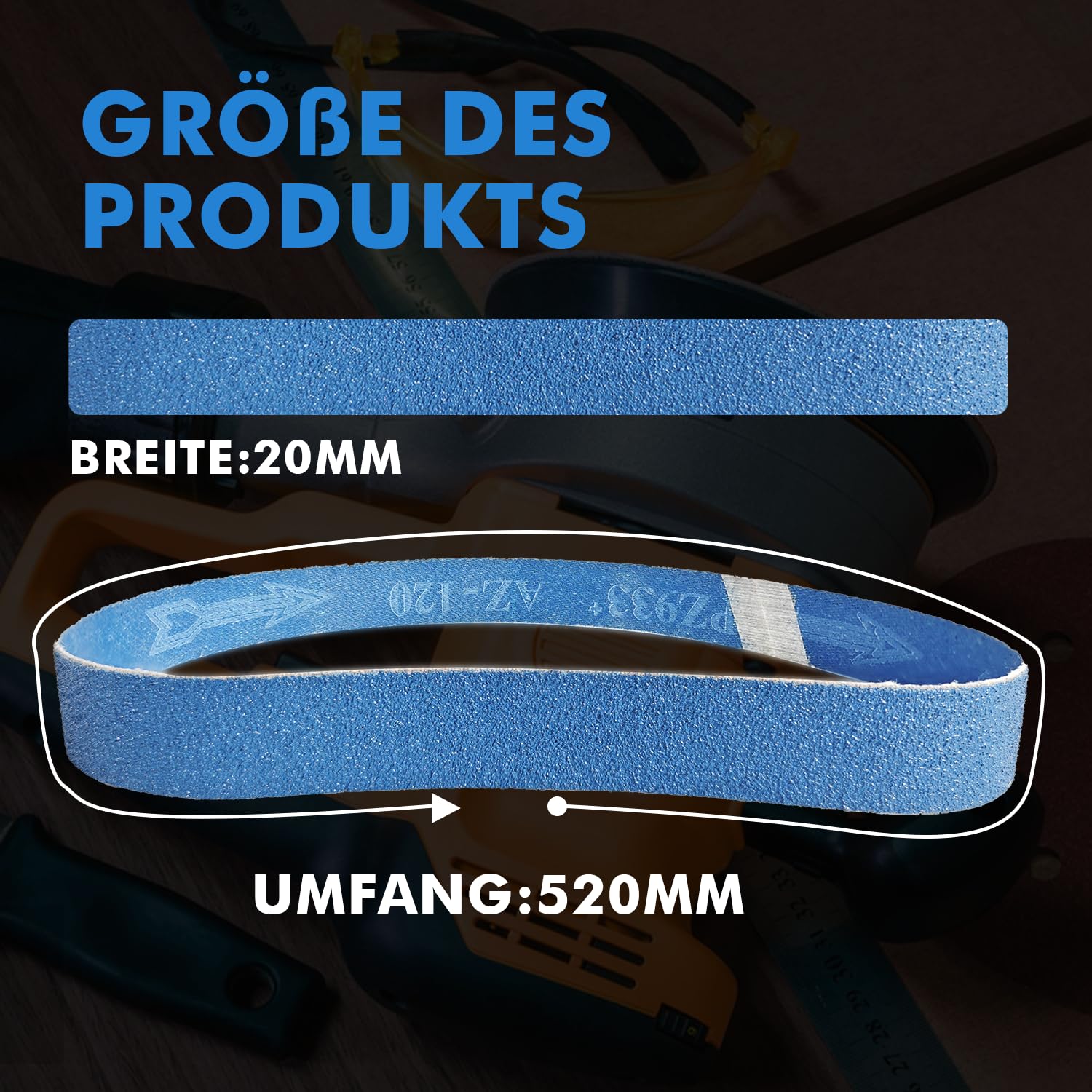 GZKTY Zirconium Corundum Sanding Belts 20 x 520 mm (Pack of 21), Sanding Belt Set Grains 3 x 60/80/100/120/180/240/320 - Image 2