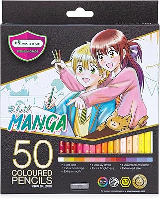 MASTERART Colored Pencils 50 Colors MANGA SET Special Collection for Kids and Adults Coloring