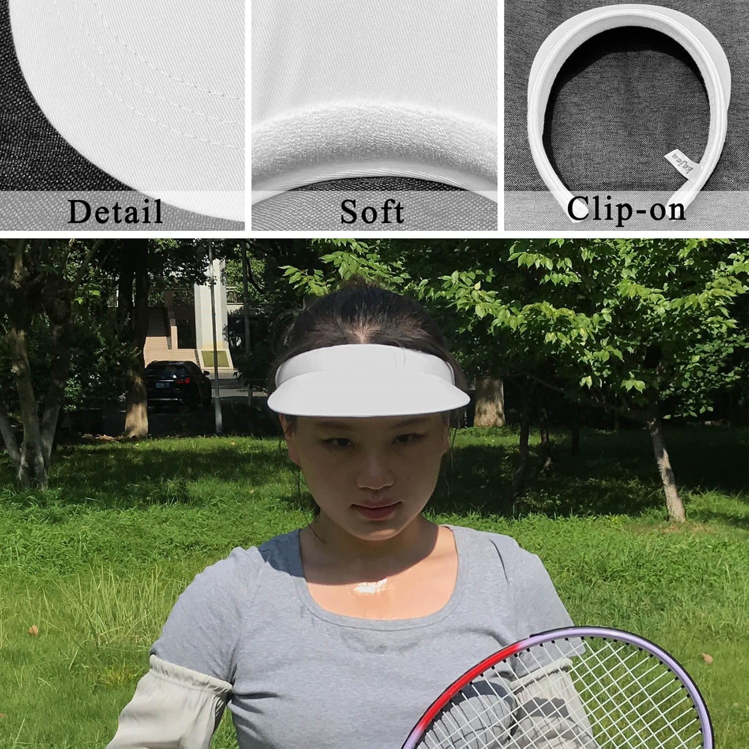 Miniatura 3 de Sombreros con visera para el sol, para mujer, ala ancha, ajustable, con clip, para verano, playa, sombrero para hombre, para deportes al aire libre,