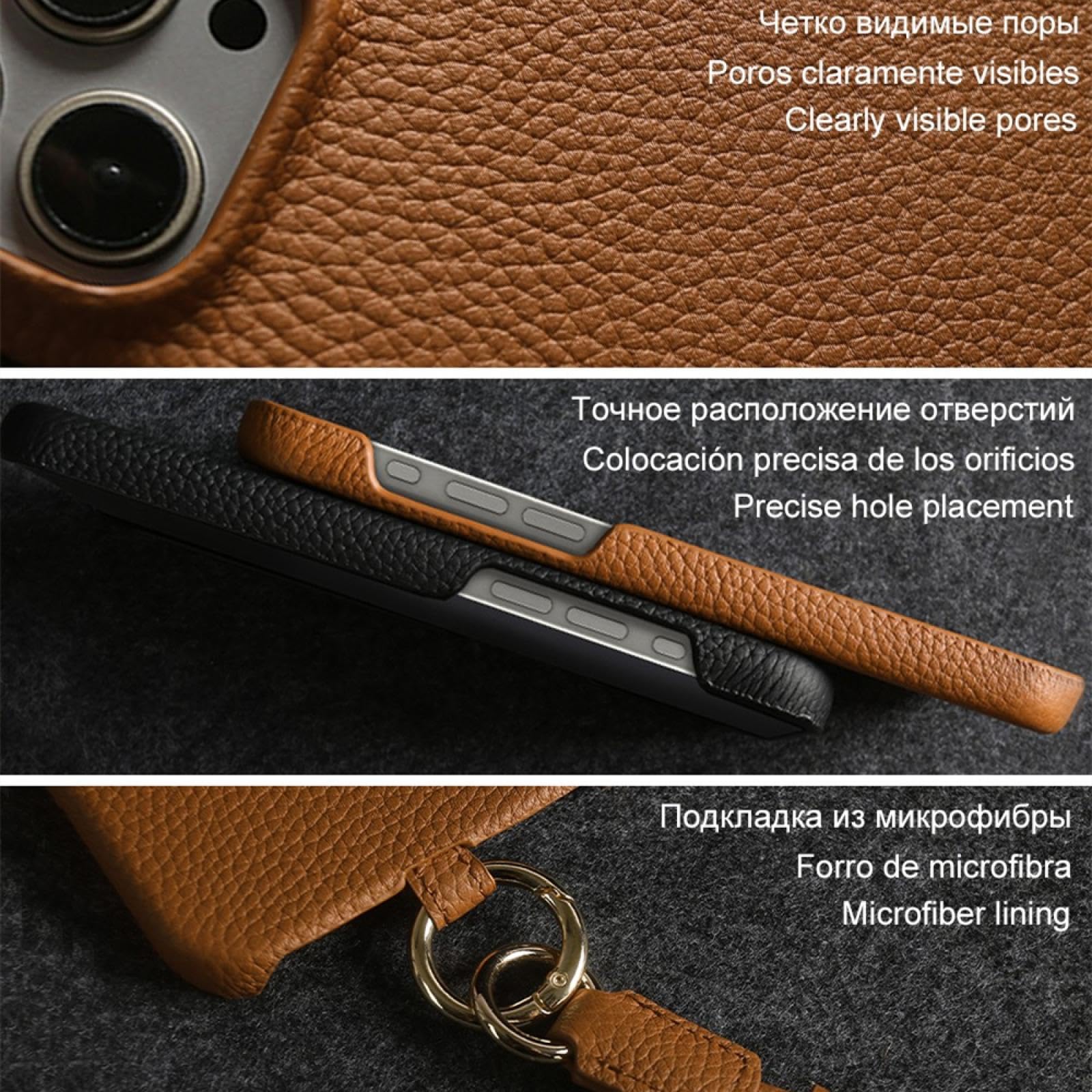 Funda de Cuero de Lujo para iPhone 16 Pro MAX 15pro 11 13 12pro 14pro 14 Funda de teléfono con Correa Cruzada y cordón (para iPhone 14 Pro/Naranja)