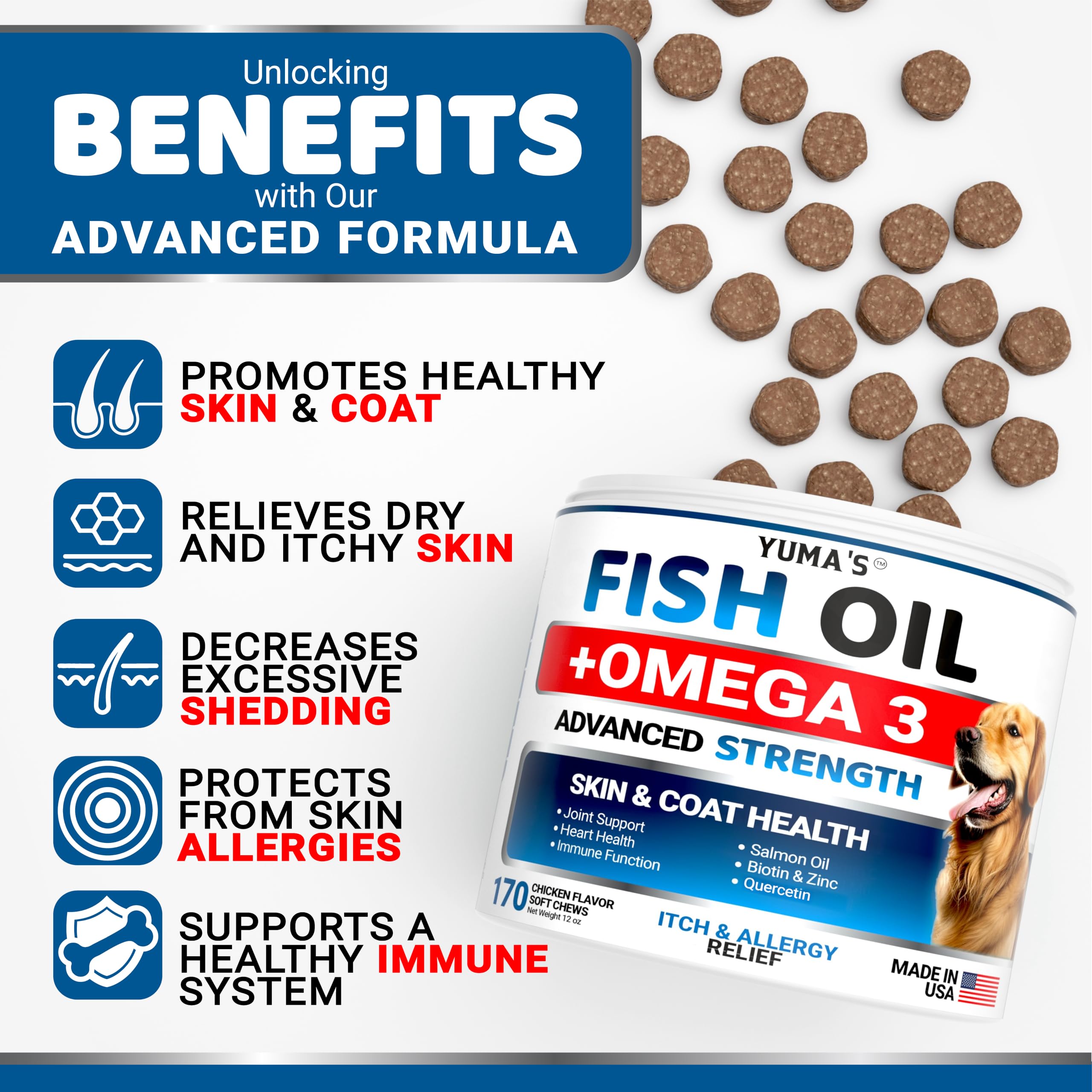 Omega 3 Fish Oil for Dogs - 170 Chews - Skin and Coat Omega 3 for Dogs — Amazon image 2