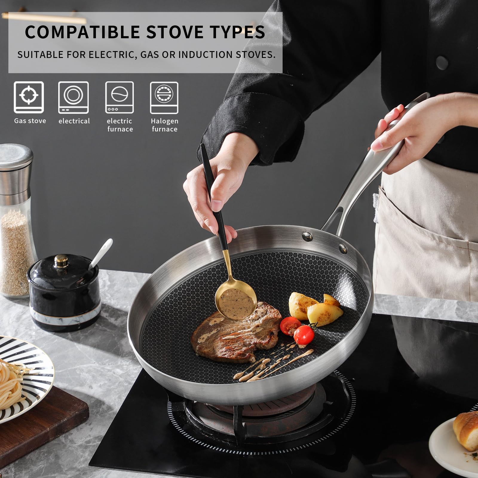 KitchenAid Stainless Steel 8 Inch Nonstick Induction Frying Pan, Brushed Stainless Steel