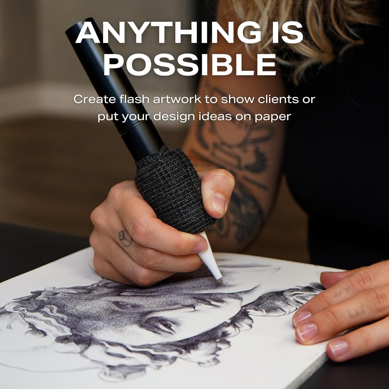 送料込+Inlumino ハートインクタトゥー練習ペン – ワイヤレスロータリードットペンマシン ブラックボールペン6個付き – 電動タトゥ