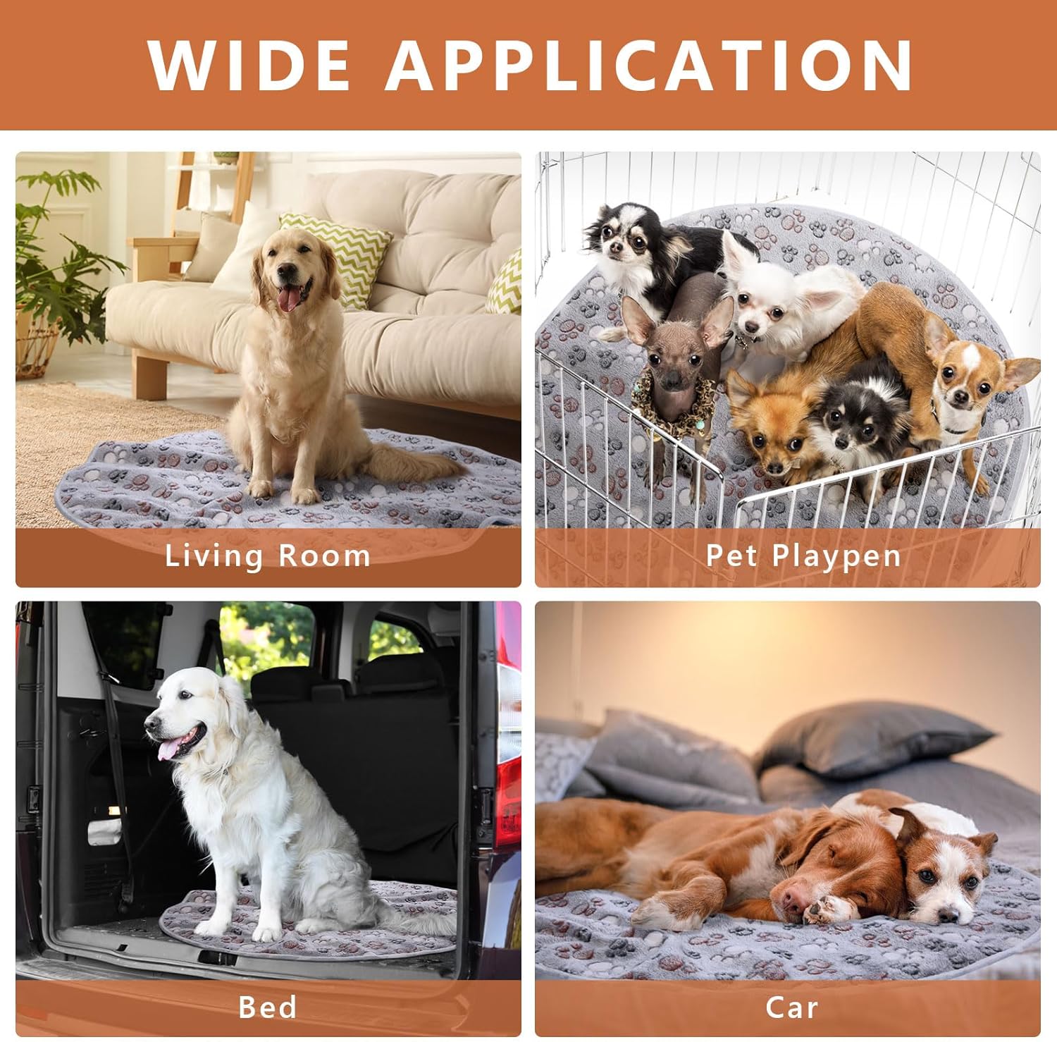 4 Pack Washable Whelping Pad Whelping Supplies Absorbent Reusable Puppy Training Pads Reusable Dog Mat for Floor Non Slip Washable Pee Mat for Dogs(Grey,32 Inch)