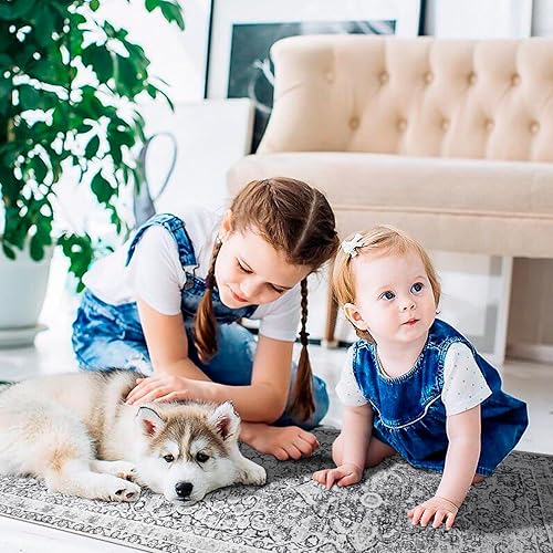 Miniatura 3 de Coarir Alfombra de pasillo de 2 x 6 pies, lavable, antideslizante, resistente a las manchas, alfombra vintage para pasillo, cocina, dormitorio,