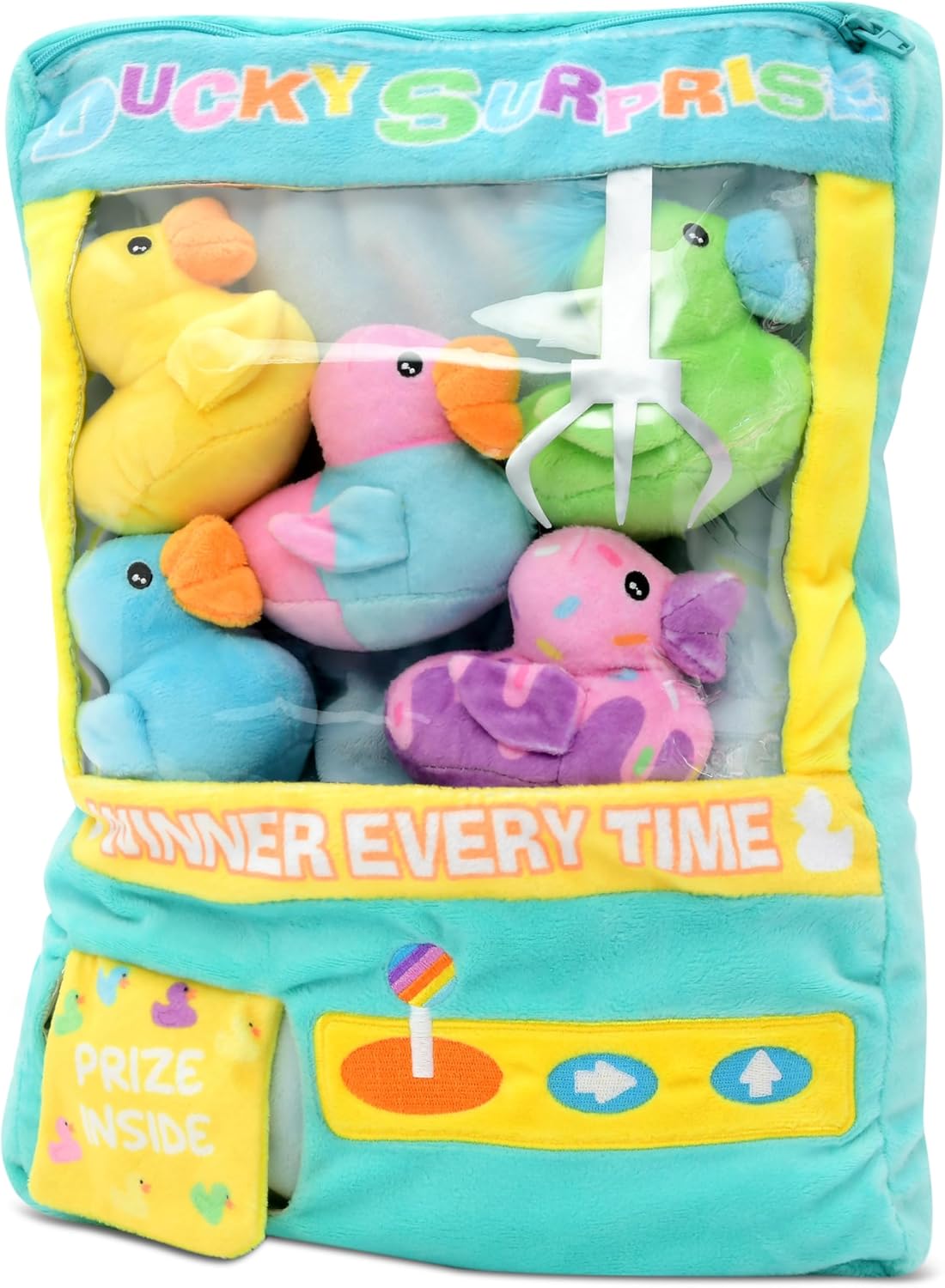 iscream Just Ducky Claw Machine Fleece 6-Piece Play Pillow Set with Embroidered Accents