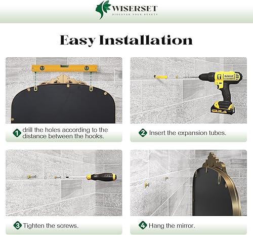 Miniatura 7 de Espejo de oro antiguo arqueado, espejo vintage barroco tradicional de 24 x 36 pulgadas, espejo de latón de arco adornado para sobre fregadero,