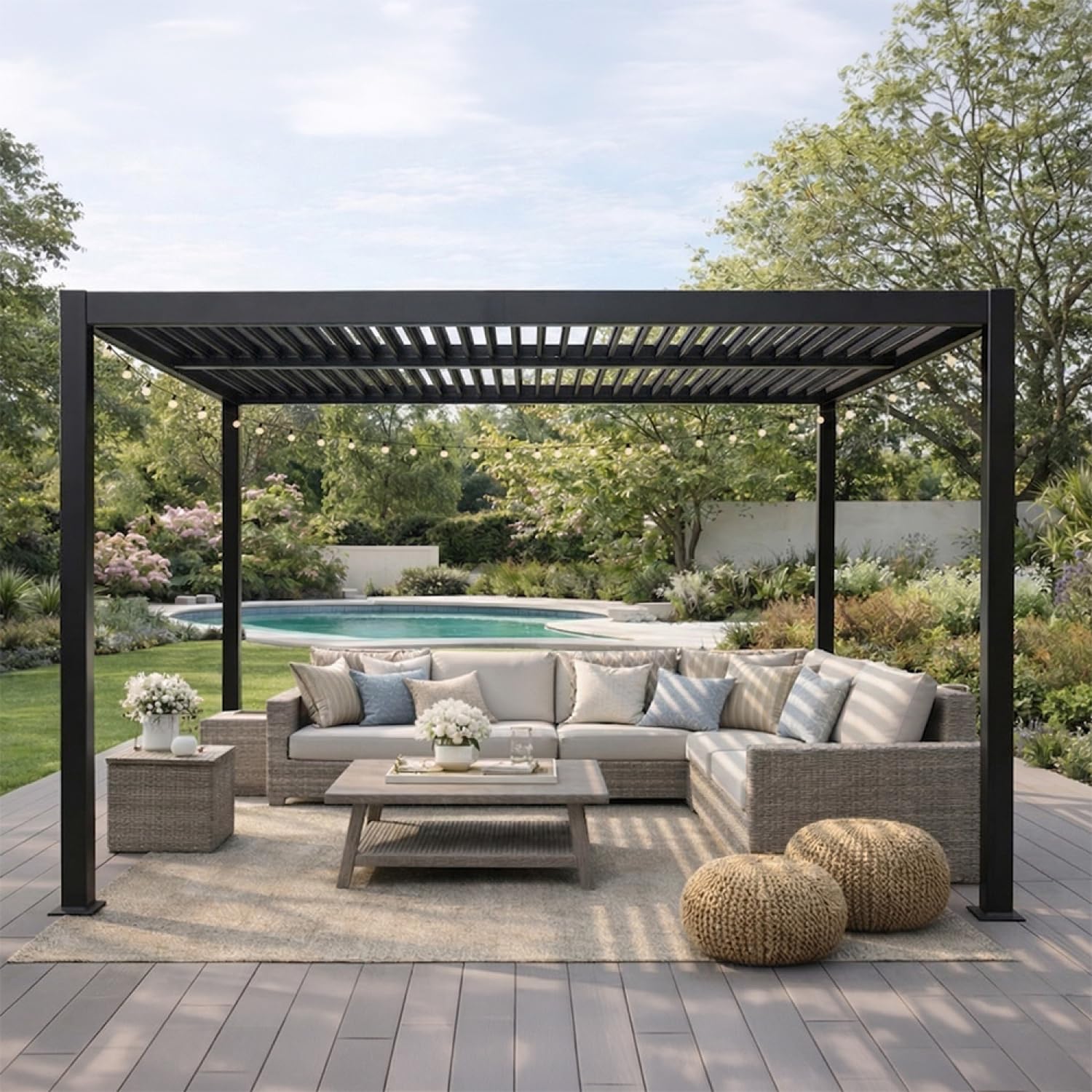 Pergola Bioclimatique CORFU Noir 3x3 m