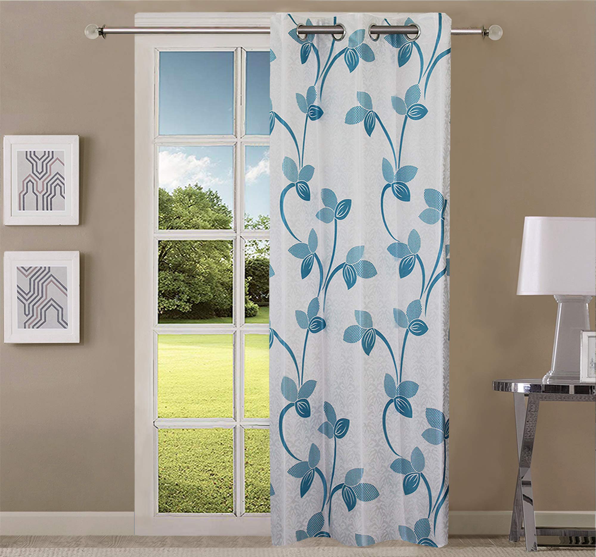 Queenzliving Mayfair Curtain, Door 7 Feet- Pack Of 1, Sky Blue