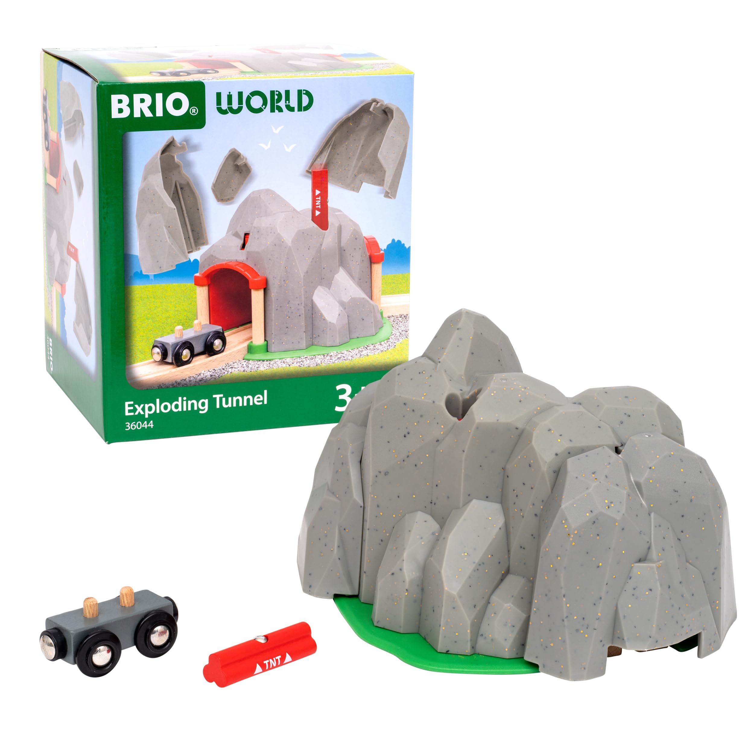 BRIO World Exploding Tunnel Train Set - Mountain Tunnel With TNT Action For Kids 3+ Years